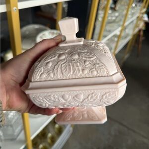 Jeannette Glass Shell Pink Milk Glass